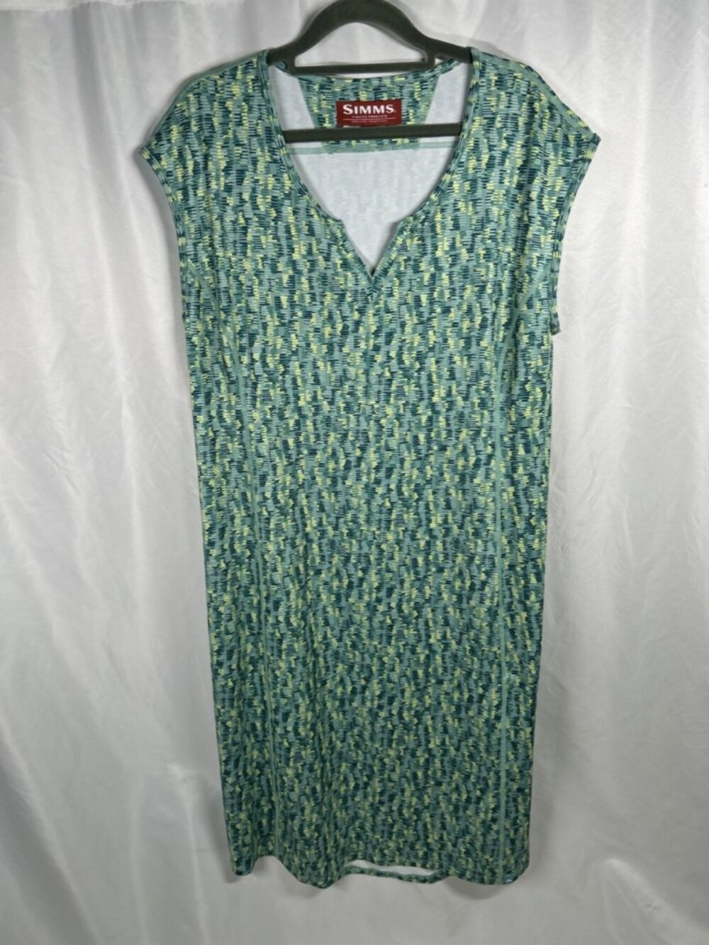 Simms Drifter Dress Midi Size L Aqua Green Quick Dry UPF 50 Sleeveless